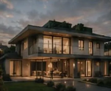 Villa contemporaine éclairée au crépuscule
